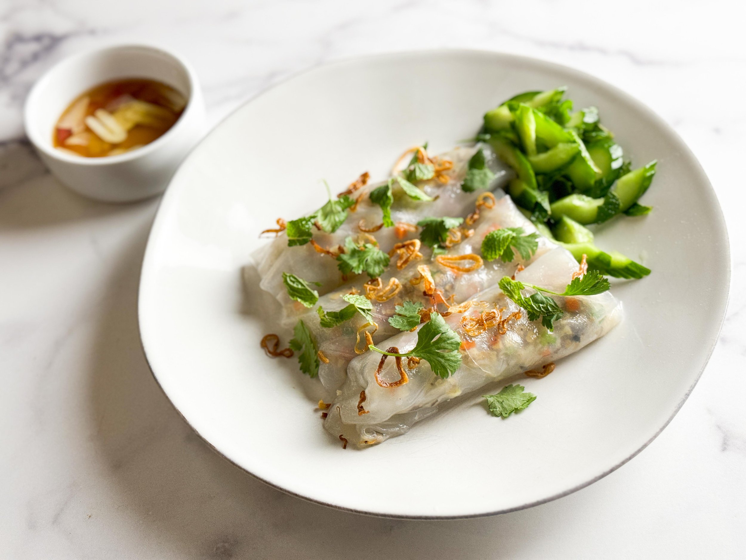 Shiitake-Cauliflower Steamed Rice Rolls (Bánh Cuốn Che)