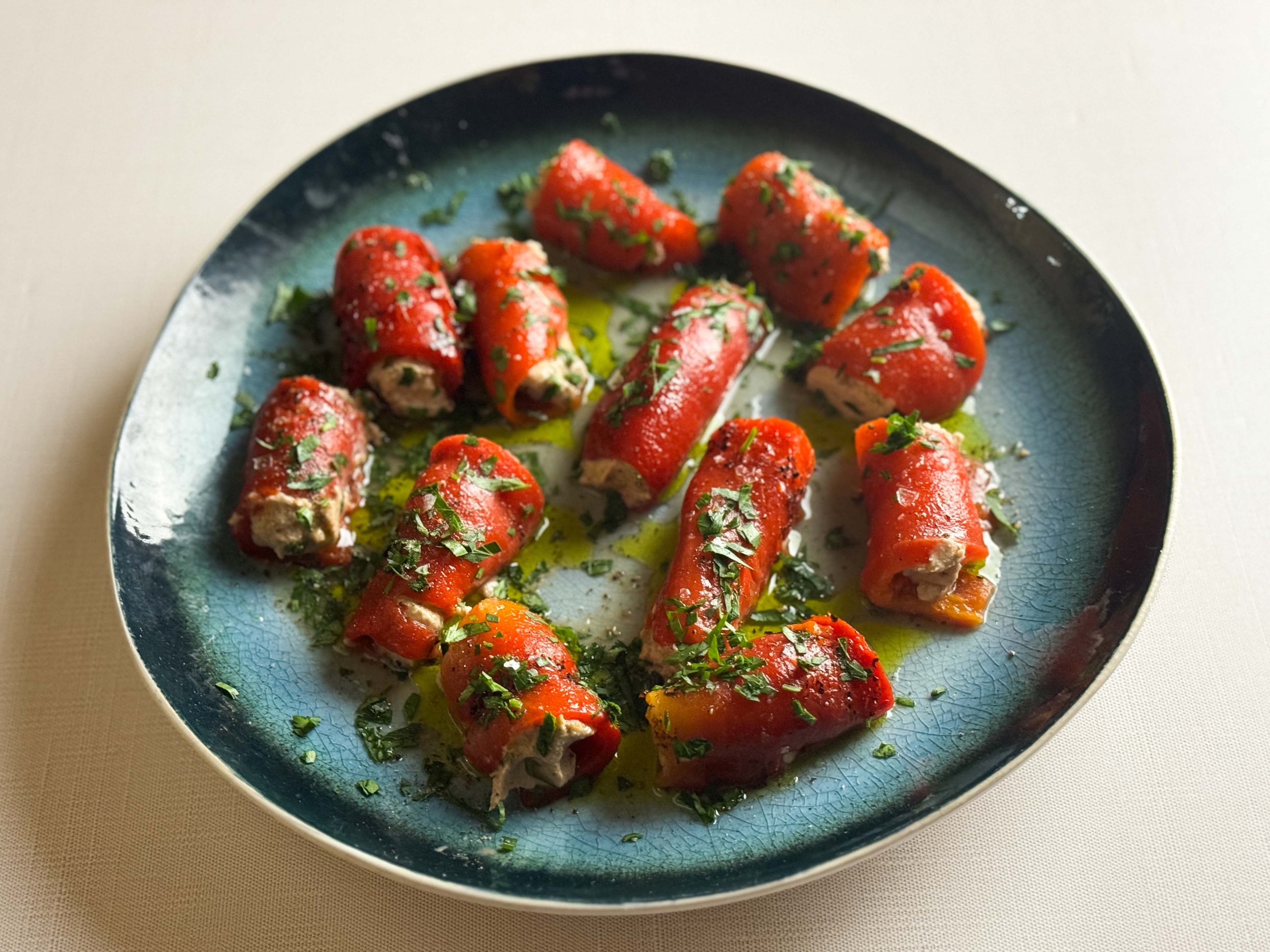 Roasted Pepper Rolls with Tuna and Capers
