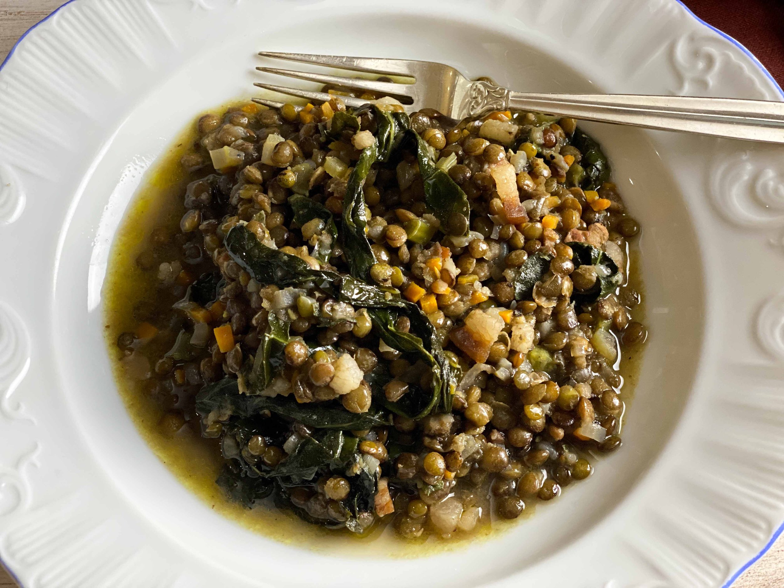 Lenticchie con Cavolo Nero (Braised Lentils and Kale)