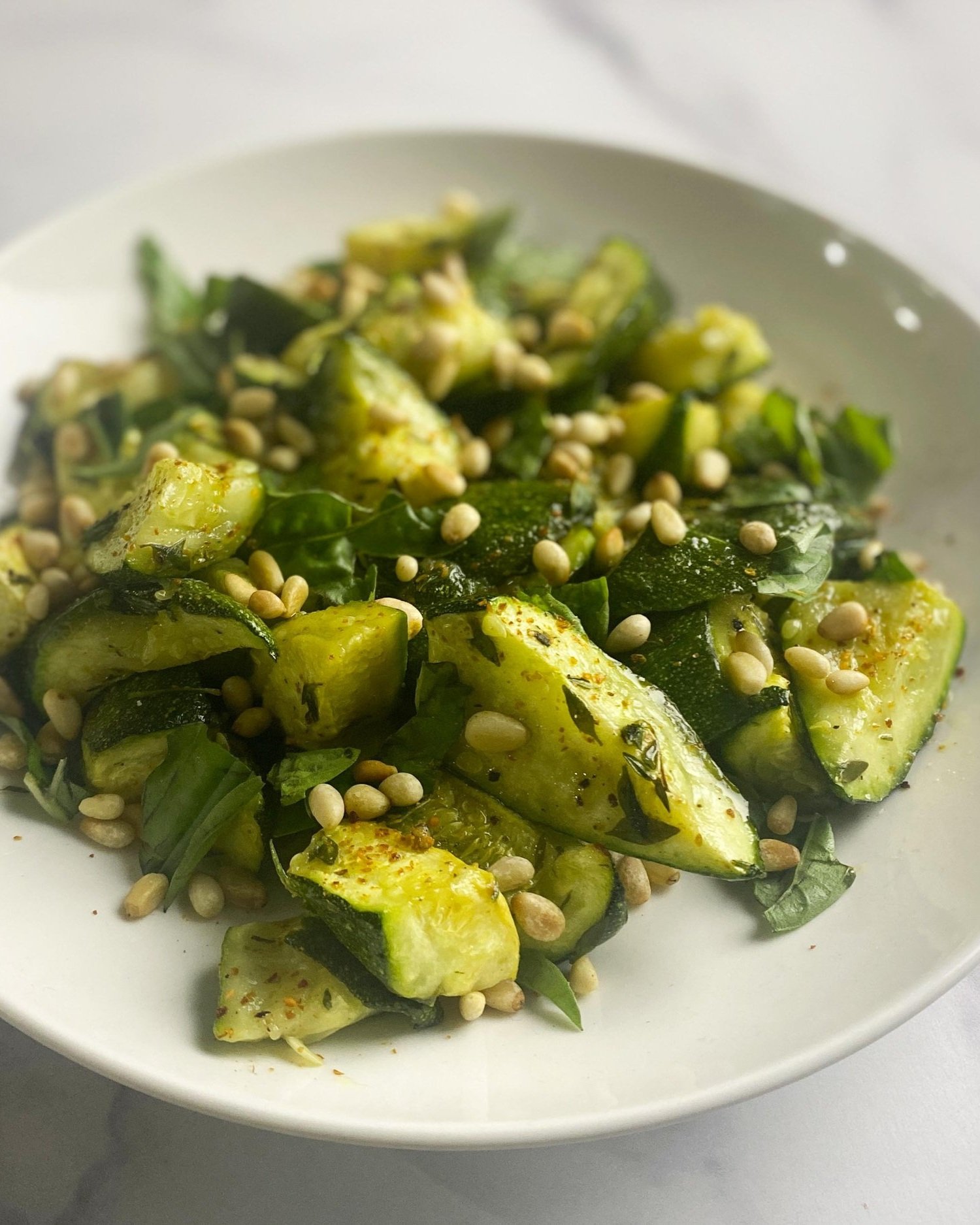 Melted Zucchini with Pine Nuts and Basil