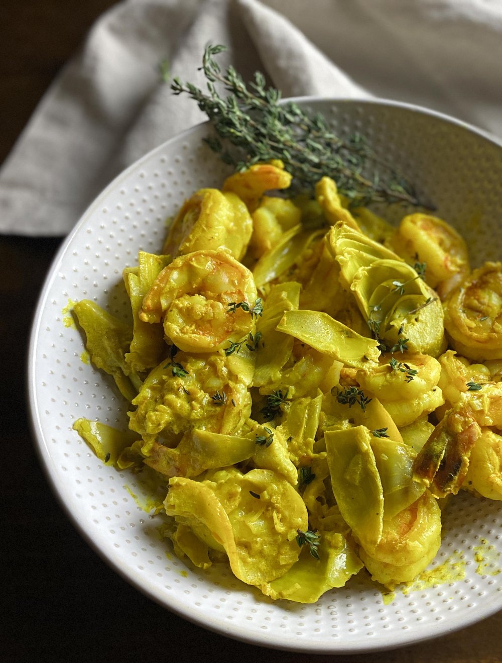 Reem Kassis' Artichoke Shrimp with Turmeric and Preserved Lemon