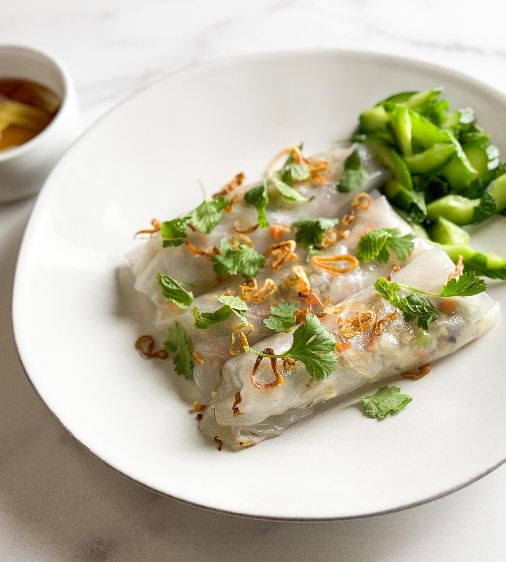 Shiitake-Cauliflower Steamed Rice Rolls (Bánh Cuốn Chay)