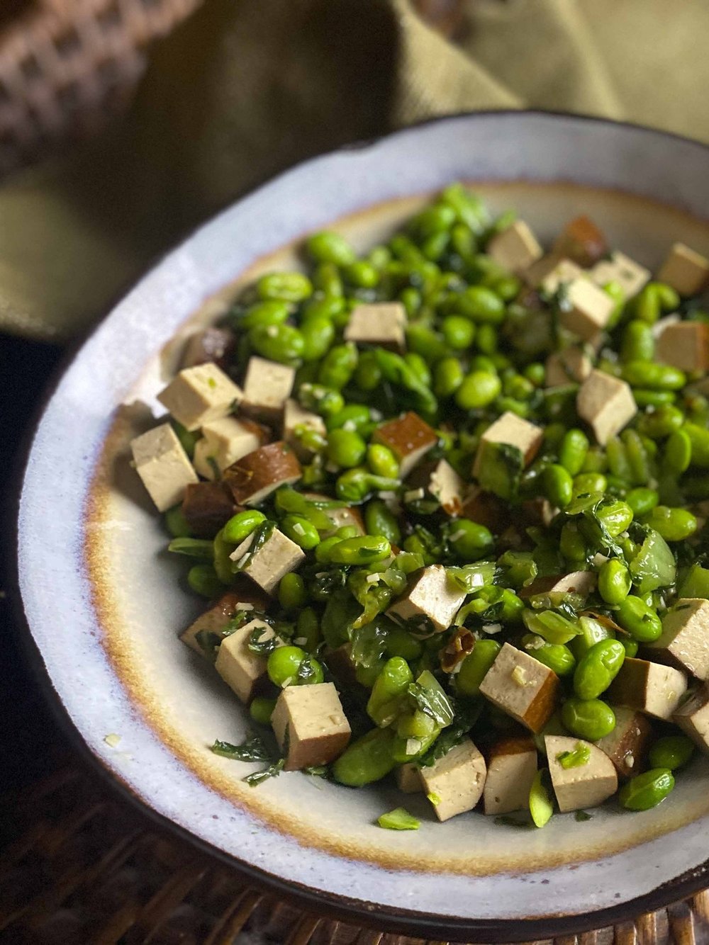 Woks of Life Edamame, Tofu and Pickled Mustard Greens