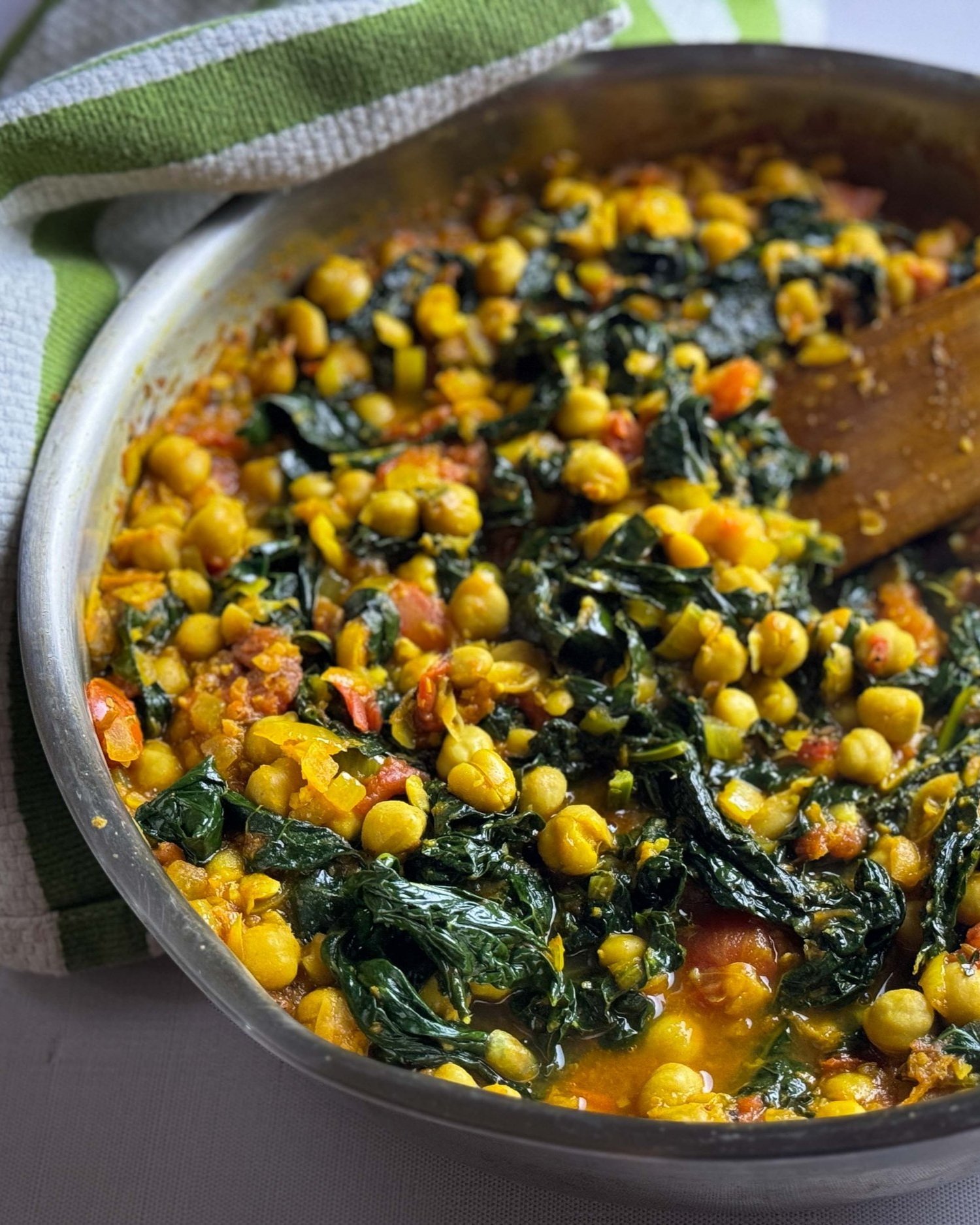 Chickpea and Kale Curry with Fresh Turmeric and Ginger
