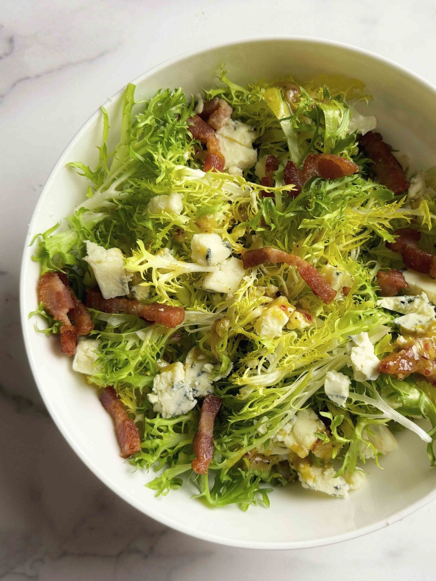 Frisée Salad with Lardons and Roquefort