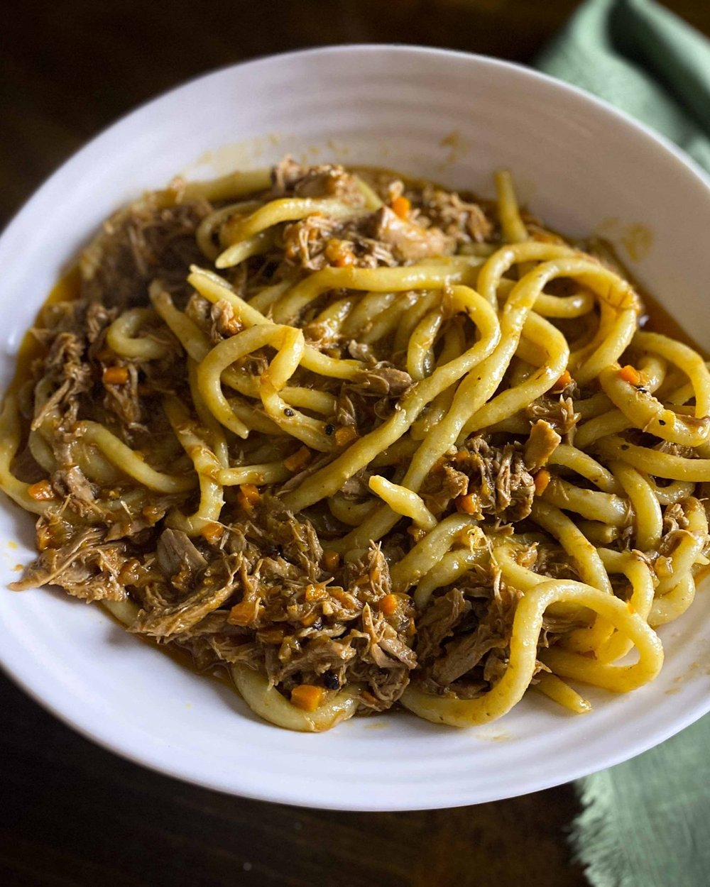 Via Carota Pici all'Anatra (hand-rolled thick spaghetti with duck ragù)