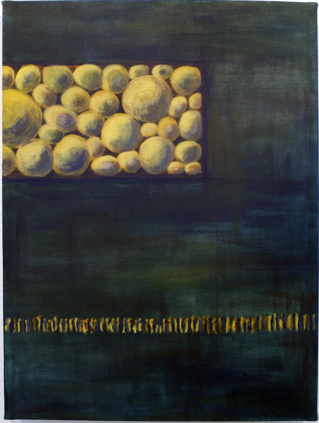 Overcrowded, oil and acrylic on canvas, 22 x 30
