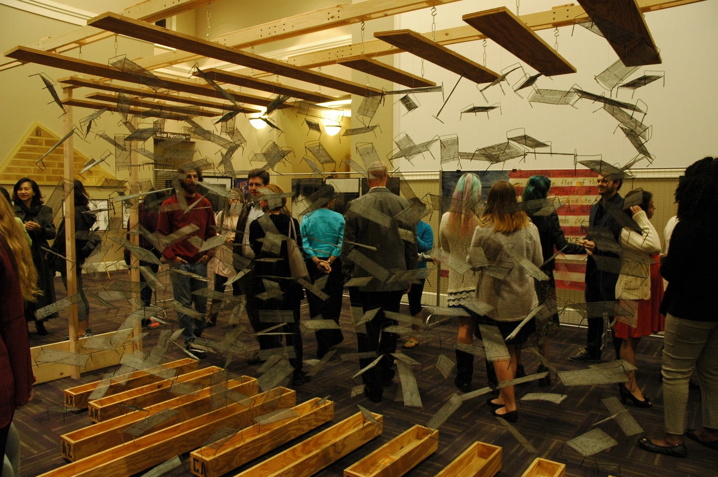 Exhibit at Reynolds Performance Hall, University of Central Arkansas for opening of Gaman . Photo by Nancy Chikaraishi