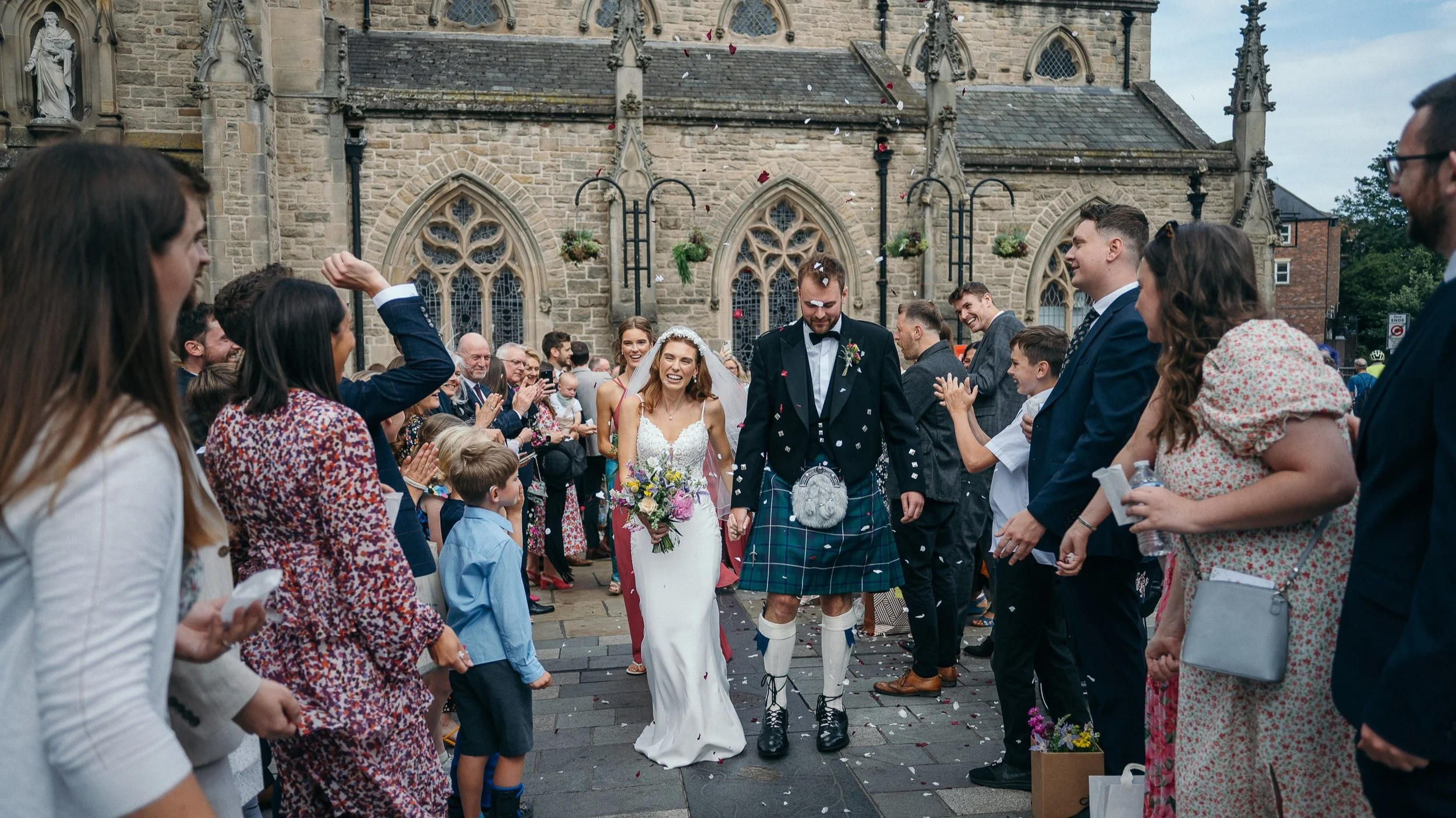 Lucy &amp; Peter's Wedding at St. Nicholass Church, confetti in Durham market place with hundreds of onlookers and a fantastic procession of nearly 100 guests up to the wonderful @weddings.at.stchads.

#durhamweddingphotographer
#newcastleweddingphot