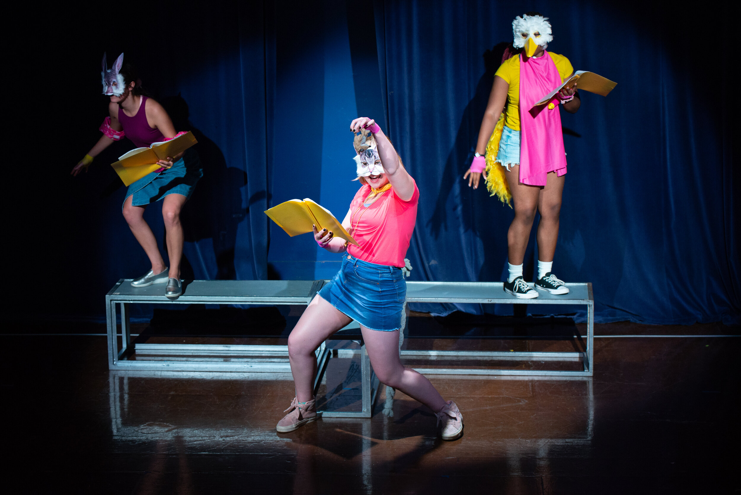 pink and yellow by Maguire Wilder The Eugene O’Neill Theater Center Pictured: Betty Galindo, Rosie Ryden & Lo Williams Photography: Isaak Berliner