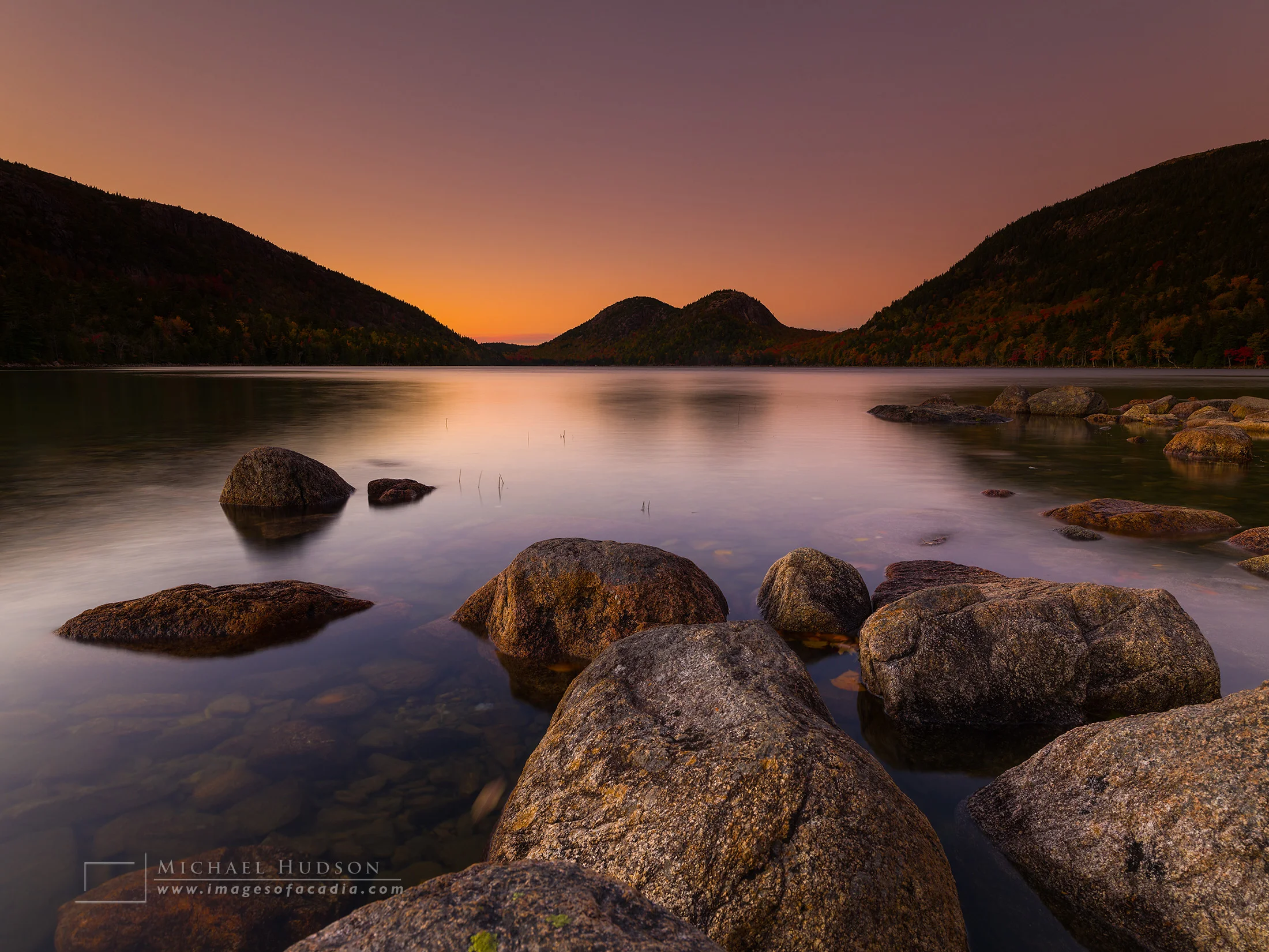 Sunset at Jordan Pond, Acadia, October 2018