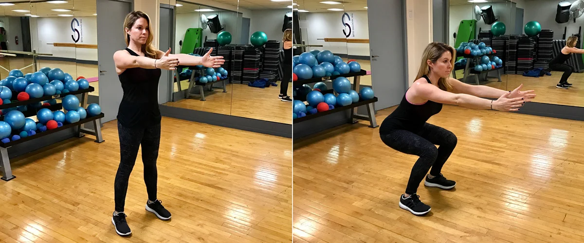 Targets: Thighs, Glutes, Abs and Shoulders