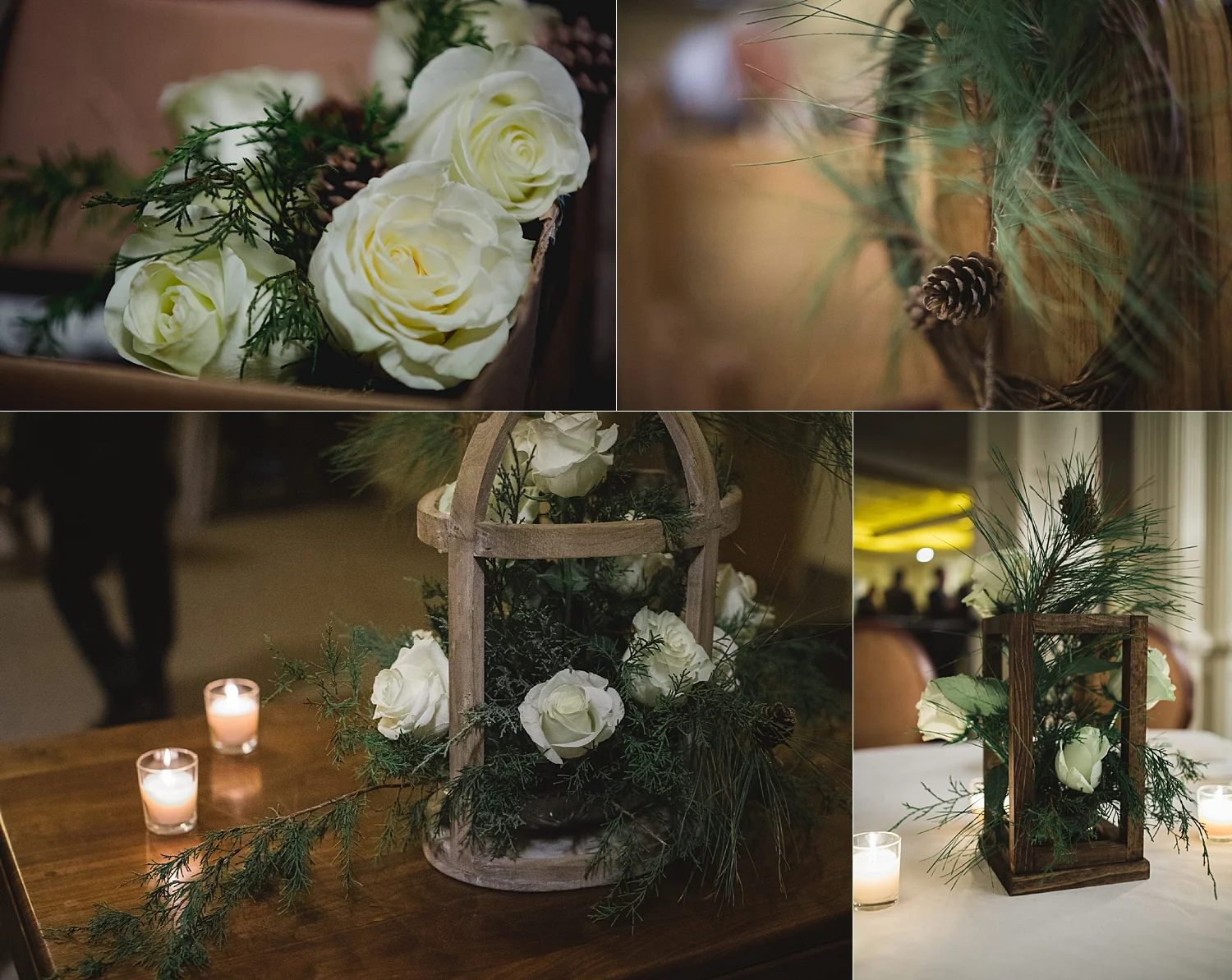 Winter rustic wedding decor
