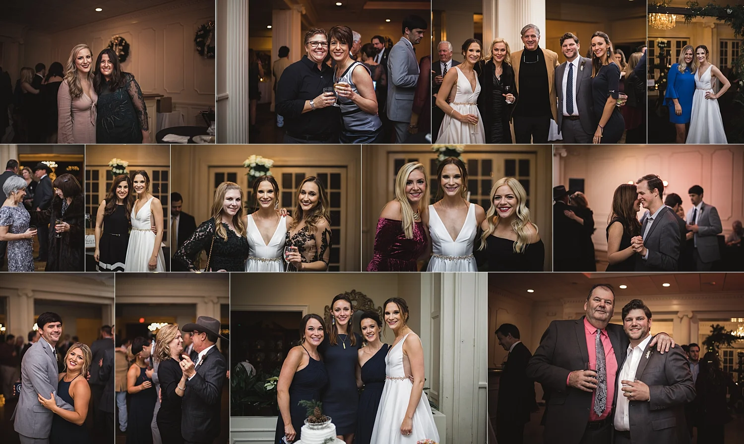 Friends and family at wedding reception.