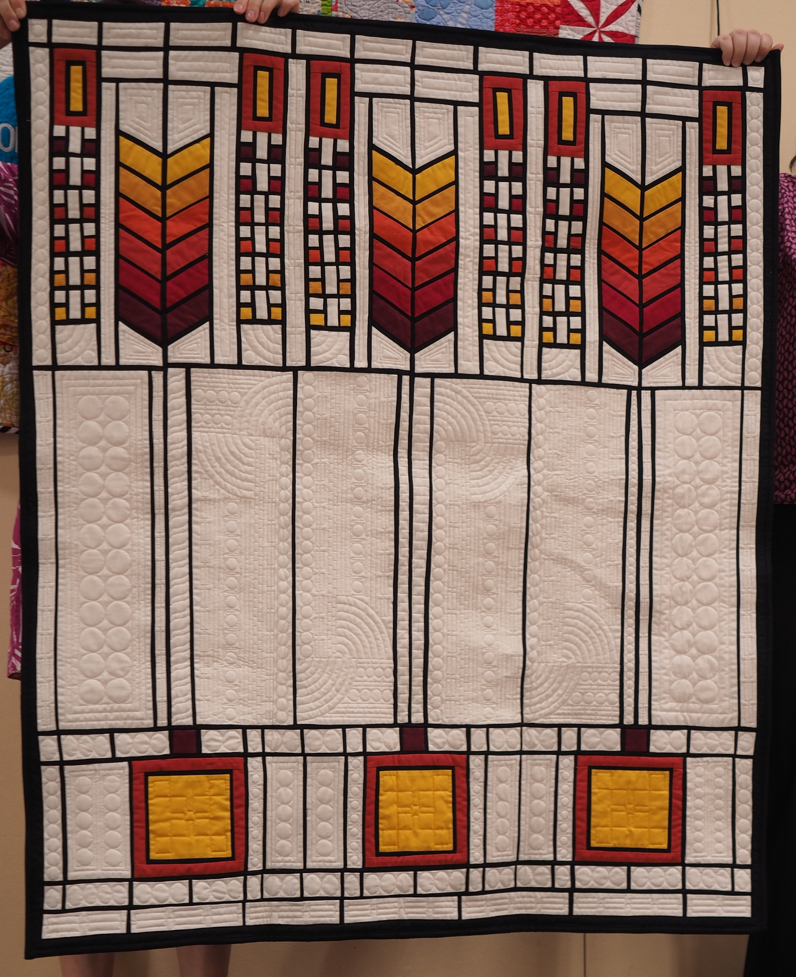  Emilie Kahn  Tree of Life  @patchworkninja  Frank Lloyd Wright Pattern  Quilted by Nancy Stovall 