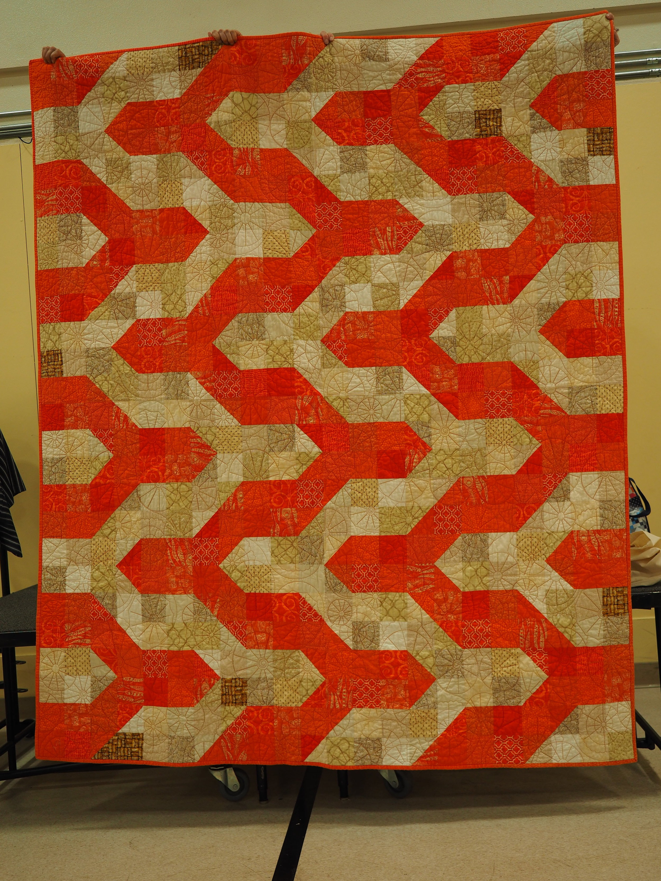  Toni Davis - Orange You Glad?  Pattern - Modern Chevron Bay Quilt  Quilted by Del-lightful Quilts   tonijosews.wordpress.com  