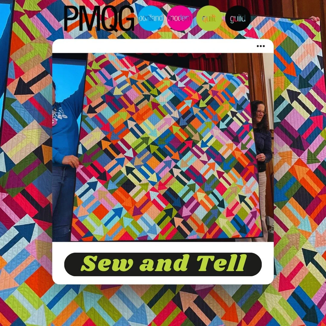 'Up, Down, All Around' made by @eksrn2002  shown at our in-person guild meeting in February. #modernquilts #sewandtell #portlandmqg