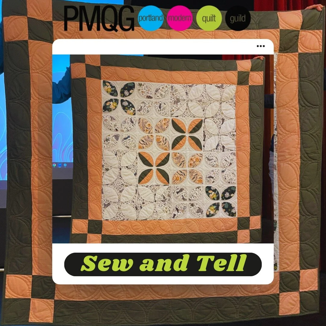 'Orange Peel' made by @stitchesandmurmurs shown at our in-person meeting in February #portlandmqg #modernquilts #orangepeels