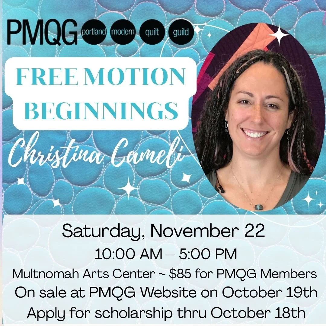 🧵✨Free-Motion Beginnings with Christina Cameli! ✨🧵

Curious about free-motion quilting but don&rsquo;t know where to start? This is the class for you! Join Portland's own Christina Cameli for a gentle, beginner-friendly intro to quilting on your ho