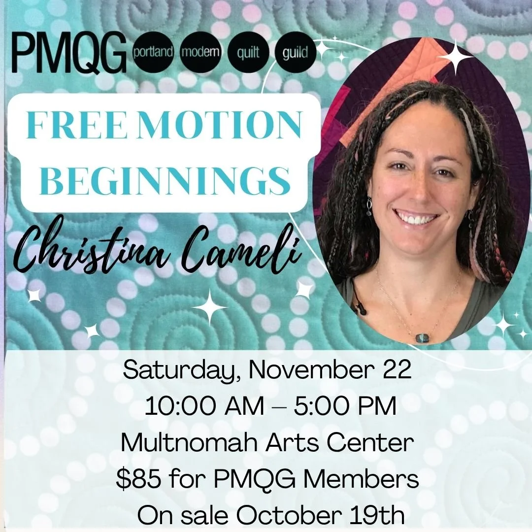 🧵✨ New to Free-Motion Quilting? Start Here with Christina Cameli! ✨🧵

Ready to try free-motion quilting but not sure where to begin? Join Portland&rsquo;s own Christina Cameli for a fun, beginner-friendly workshop designed to get you stitching with