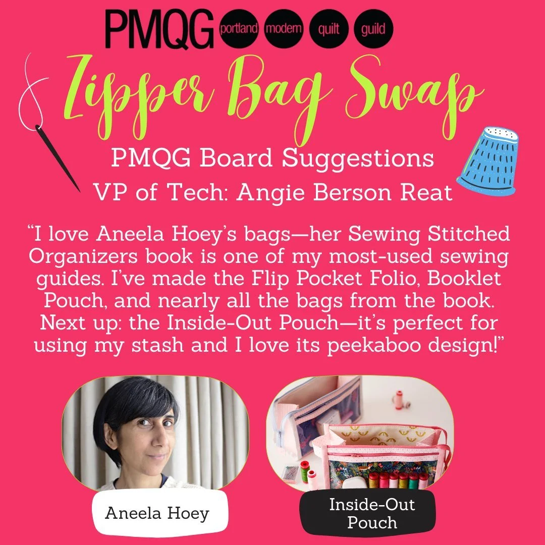 ✨ Zipper Bag Swap Inspo! ✨
From Angie, our VP of Tech 💕

She loves Aneela Hoey&rsquo;s Sewing Stitched Organizers book and can&rsquo;t wait to make the Inside-Out Pouch &mdash; it&rsquo;s stash-friendly and so fun with its peekaboo design!

Aneela H