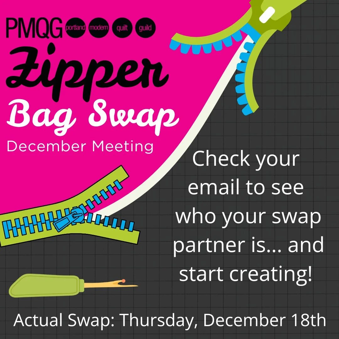 🎁 PMQG Holiday Zipper Bag Swap Update! 🎁

Sign-ups are officially closed, and swap partners have been emailed out!
Now it&rsquo;s time to get creating! ✨🪡

Make a quilted zipper bag between 5&quot; x 5&quot; and 10&quot; x 10&quot; in any style yo