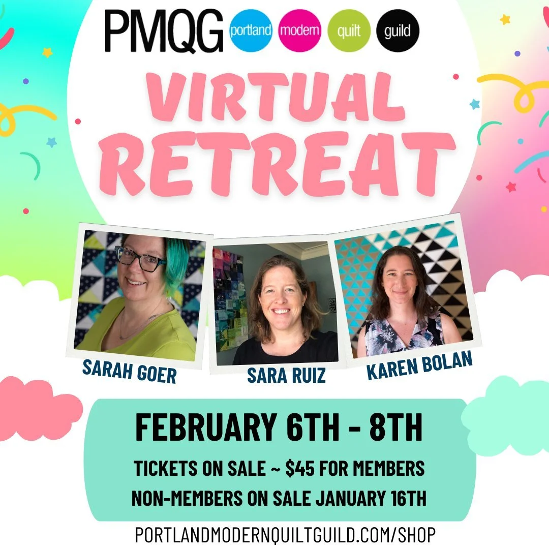 🧵 PMQG Virtual Retreat &ndash; Registration Now Open!

Join us for a weekend of quilting, learning, and connecting&mdash;all from the comfort of home!

📅 Friday, February 6 at 5:00 PM through
📅 Sunday, February 8 at 1:00 PM

⭐ Featured Lectures
Fr