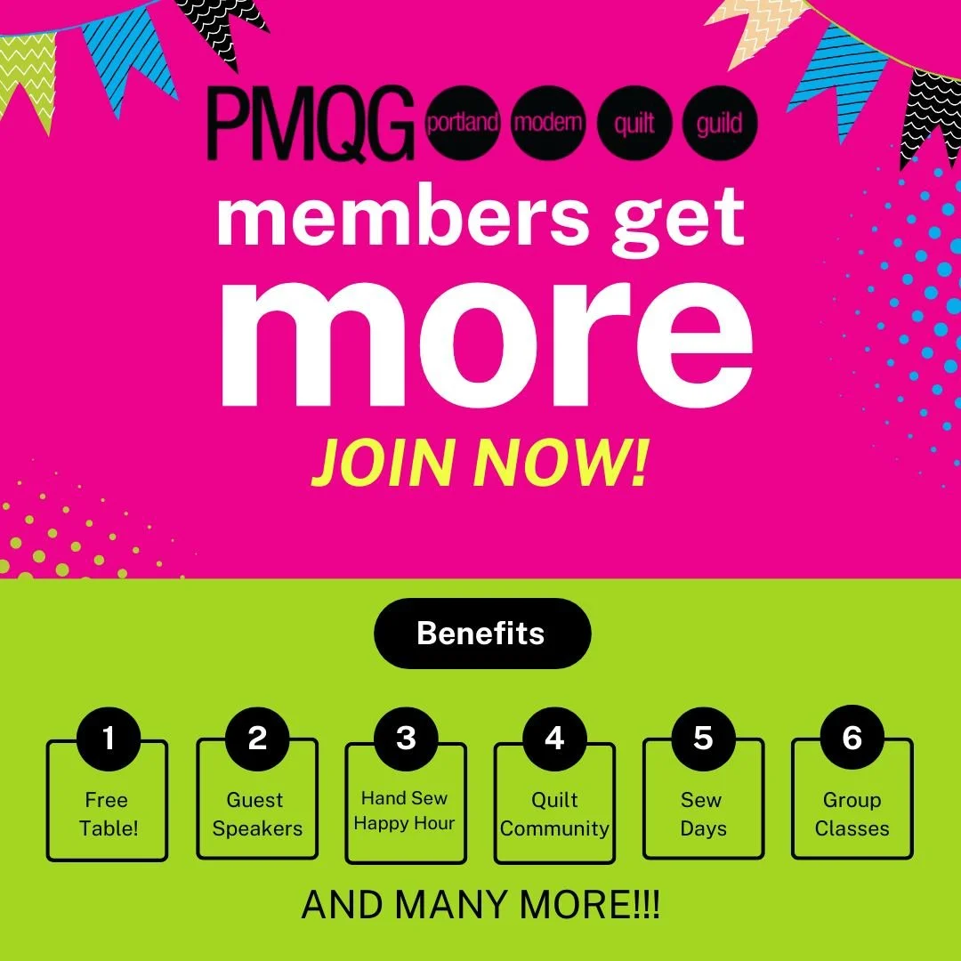 🧵✨ 2026 PMQG Memberships Are Now On Sale! ✨🧵

Join (or renew!) for $70/year and enjoy a full year of quilting, community, and creativity.

Your membership includes:

&bull; Full membership in the national MQG and all of their benefits
&bull; Monthl