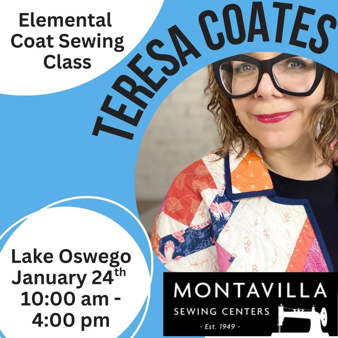 Posting for one of our business members... 

🧥✨ Elemental Coat Workshop ✨🧵
Led by Teresa Coates

Love quilt coats but not sure where to begin? This is your sign! Join us for a fun, beginner-friendly workshop where you&rsquo;ll create a quilt coat t