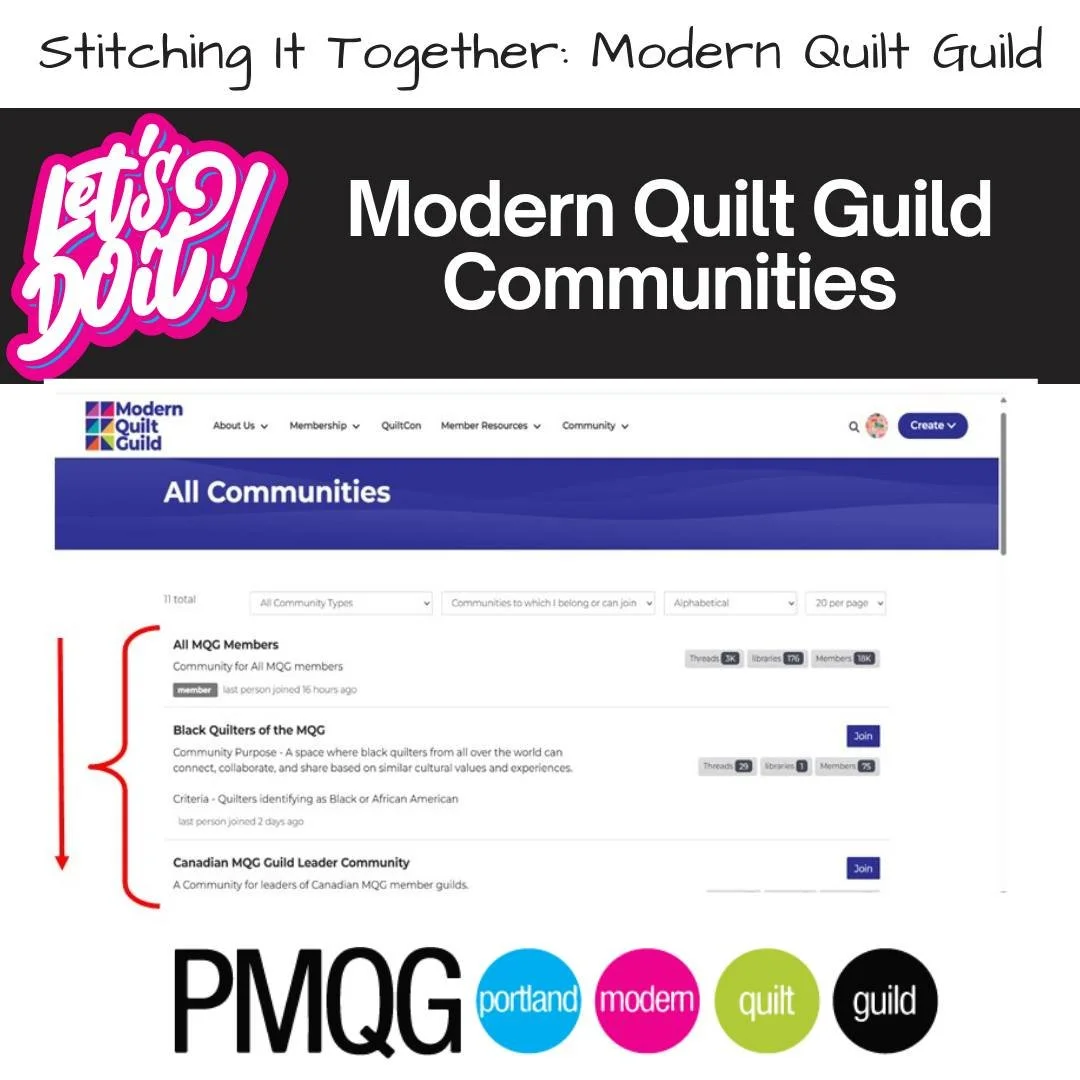 🧵 Stitching It Together: Modern Quilt Guild 🧵

Looking to connect in the MQG Community? Every member is part of the All MQG Community&mdash;and Portland MQG members also get access to our private space!

✨ Get started in 3 easy steps:
1️⃣ Complete 
