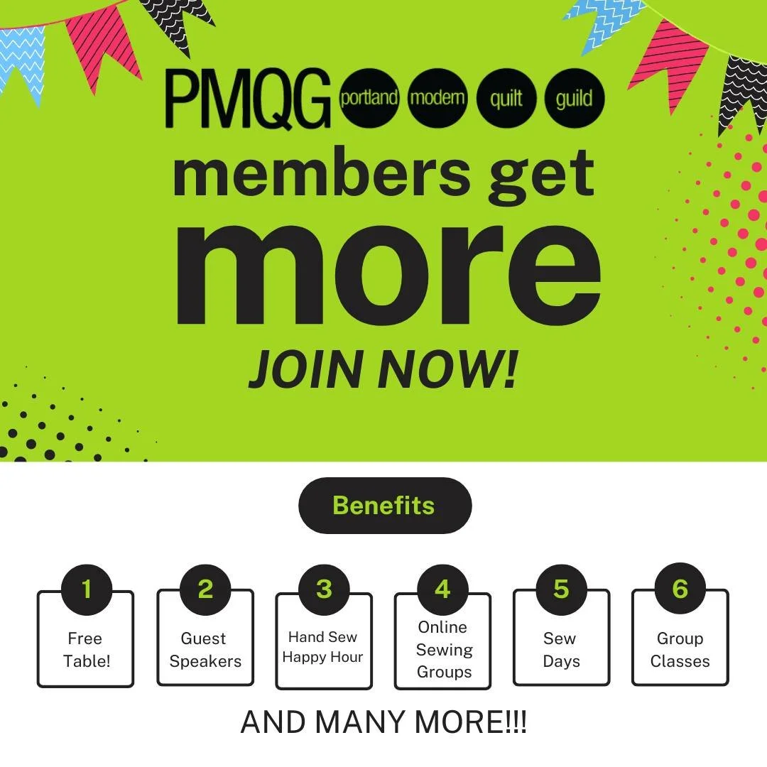 🧵✨ 2026 PMQG Memberships On Sale! ✨🧵

Join (or renew!)and enjoy a full year of quilting, community, and creativity.

Your membership includes:

&bull; Full membership in the national MQG and all of their benefits
&bull; Monthly Sew Days
&bull; Mont