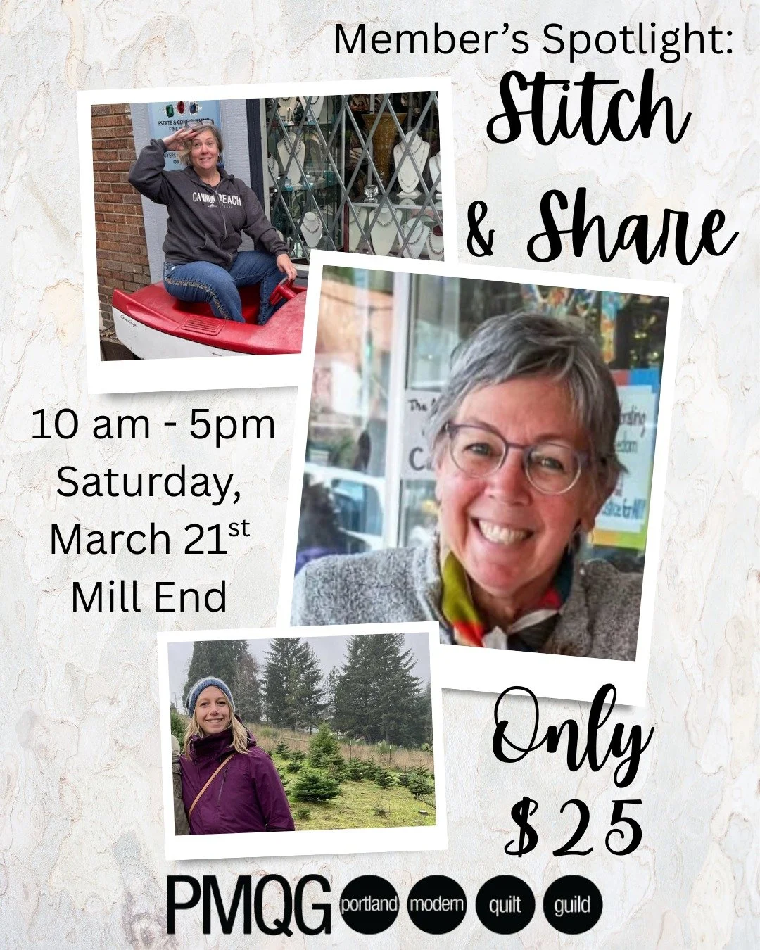 ✨ Member's Spotlight: Stitch &amp; Share ✨

Saturday, March 21st 
10:00 am - 5:00 pm 
Mill End Beaverton
Only $25 for Members

We're so excited to shine the spotlight on one of our own for our very first in-person gathering of 2026! 🎉

Meet Ann-Mari