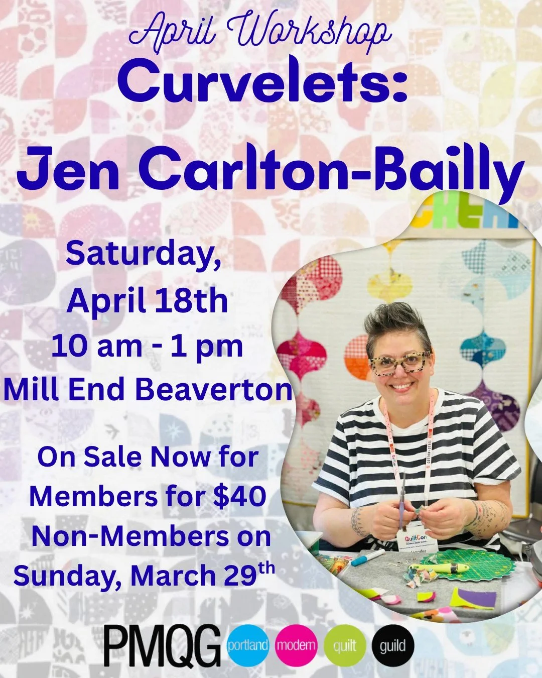 ✂️ Itty bitty curves, big fun! 🧵
With Jen Carlton-Bailly of @bettycrockerass 

Join us for Curvelets &mdash; a hand-sewing workshop where you'll learn to prep, mark, cut, and piece together tiny 1-inch curves by hand. No prior hand-sewing experience