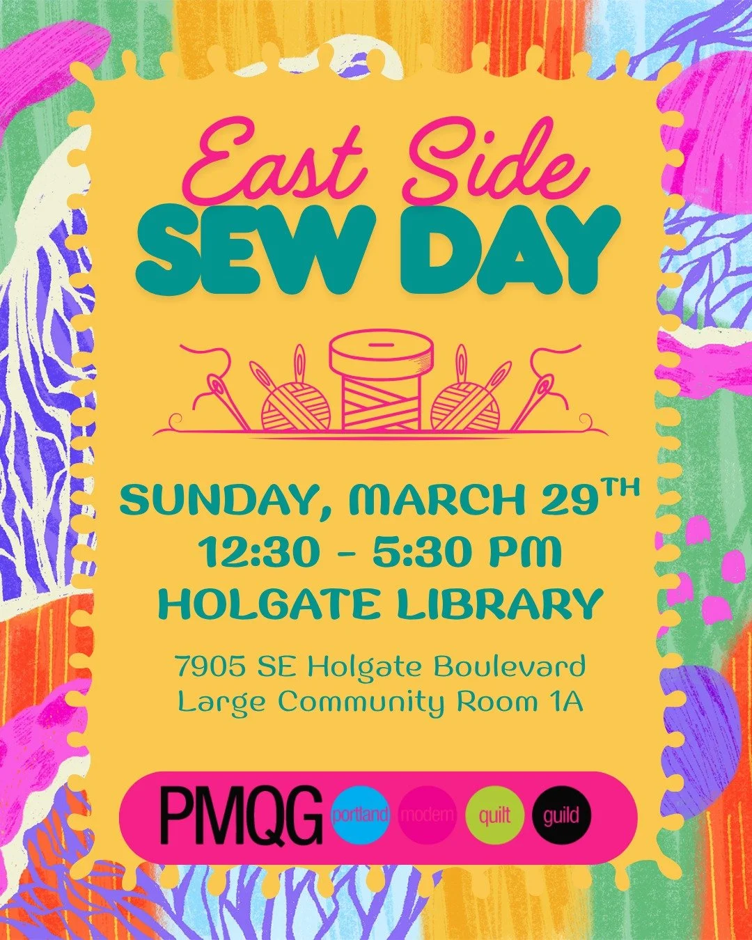🧵 Big news, East Siders &mdash; we're coming to YOU! 

We're thrilled to announce that PMQG is launching an East Side Sew Day for the first time! 🎉

PMQG March East Side Sew Day
📅 Sunday, March 29 | 12:30&ndash;5:30pm
📍 Holgate Library | 7905 SE 