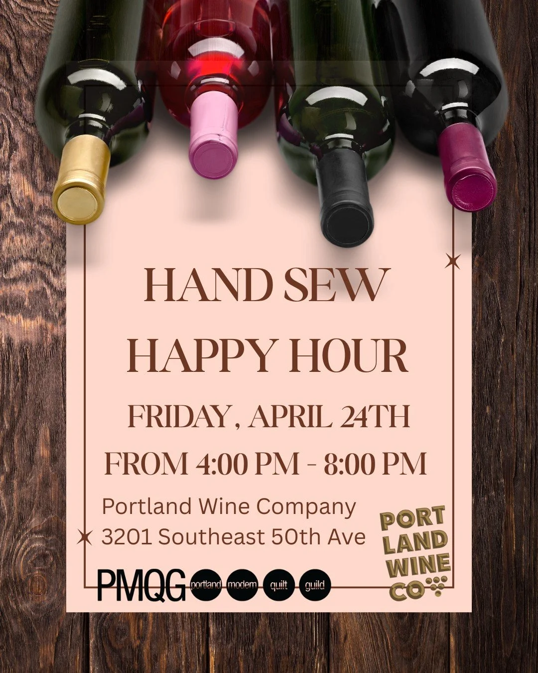 🧵🌸 Spring Stitching: Hand Sew Happy Hour! 🍷✨

Shake off the rainy days and settle in for a cozy evening of stitching, sipping, and good company. Whether you&rsquo;re hand quilting, binding, or just there for the vibes, this meetup is all about slo