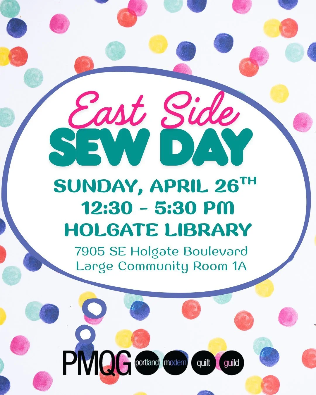🧵 East Side &mdash;  we&rsquo;re back for round two!

After a great first meetup, PMQG is excited to bring back our East Side Sew Day&mdash;and we&rsquo;d love to see you again (or for the first time)! 🎉

PMQG East Side Sew Day
📅 Sunday, March 29 