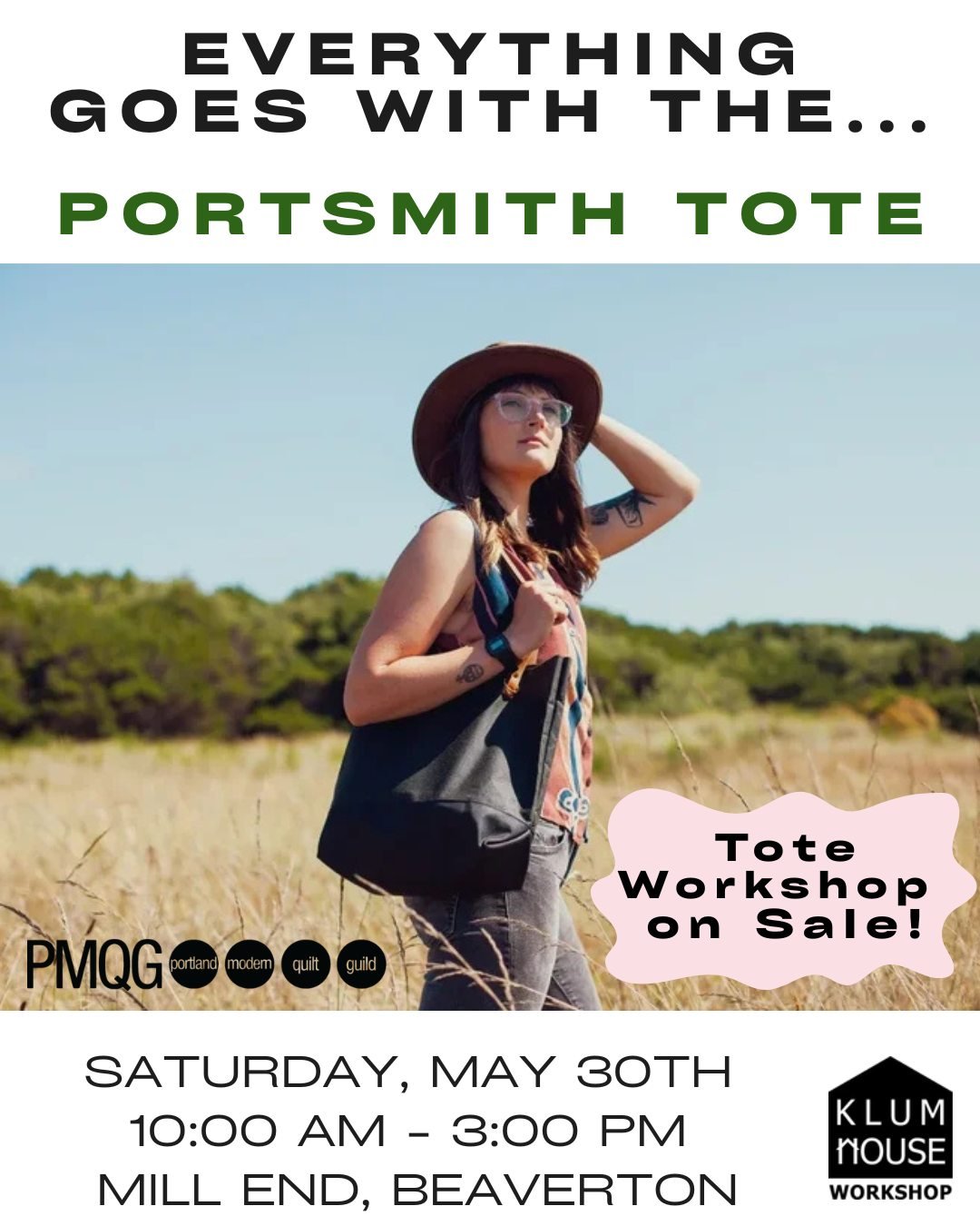✨ May Workshop: Klum House ✨

Join us for a special one-day workshop with Ellie Lum of Klum House and create your very own Portsmith Tote! 👜

🗓 Saturday, May 30th
⏰ 10:00 am &ndash; 3:00 pm
📍 Mill End, Beaverton

Now on Sale to Members and Non-Mem