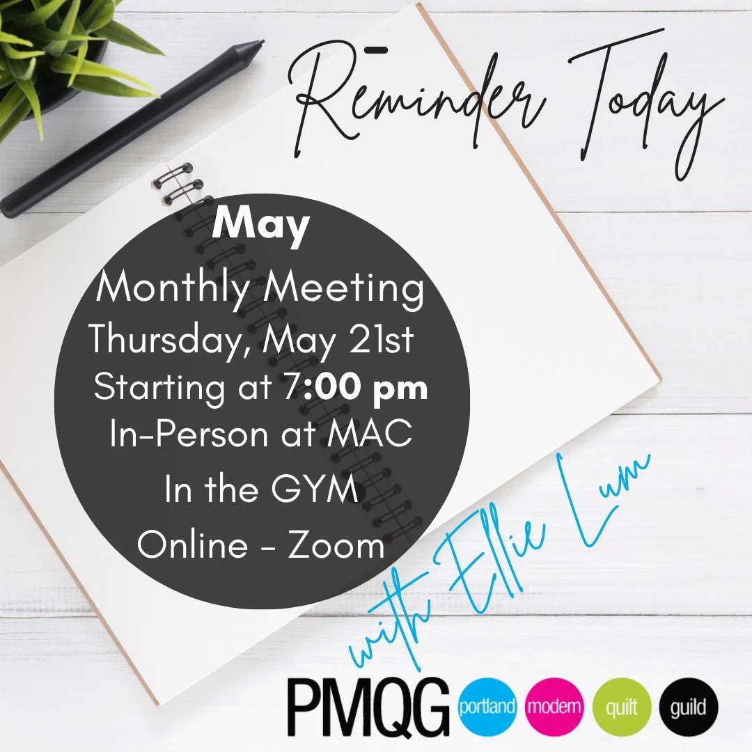 PMQG May Lecture: Ellie Lum of Klum House

Thursday, May 21st
Starting at 7:00 pm
At the Multnomah Arts Center &amp; Online via Zoom
NEW LOCATION! In the GYM

Topic: How to Make High Quality Bags at Home

Klum House founder Ellie Lum has over twenty-
