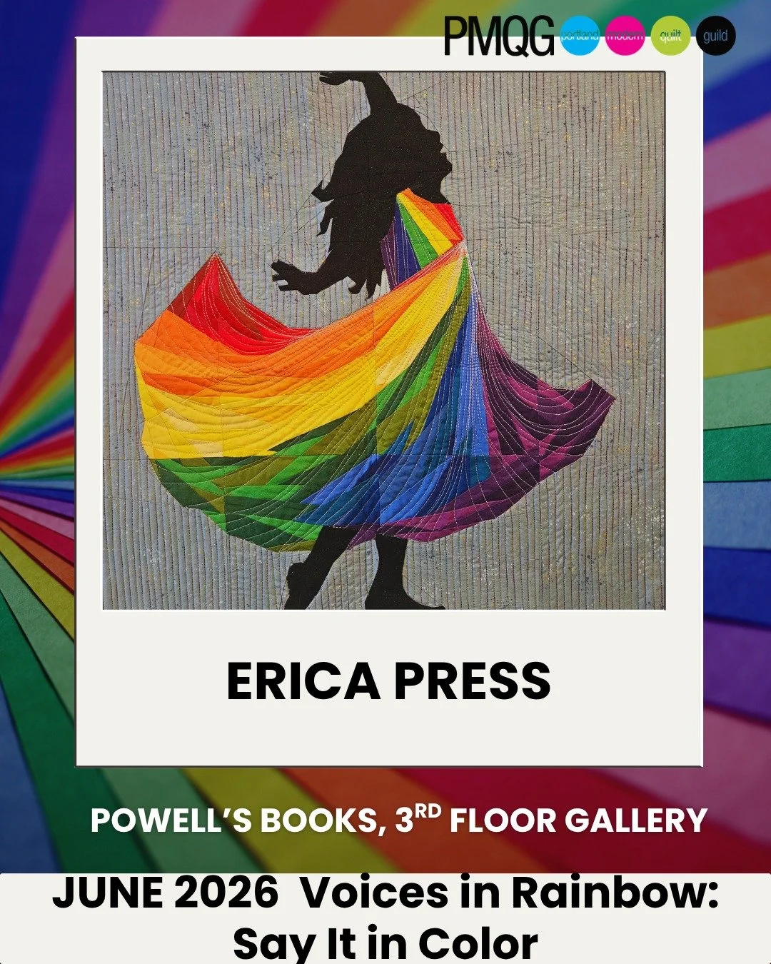 The Portland Modern Quilt Guild is deeply honored to present a Rainbow Mini Quilt Show this June at in the Basil Hallward Gallery on the 3rd floor.

This collection brings together vibrant, heartfelt mini quilts celebrating Pride, love, resilience, j