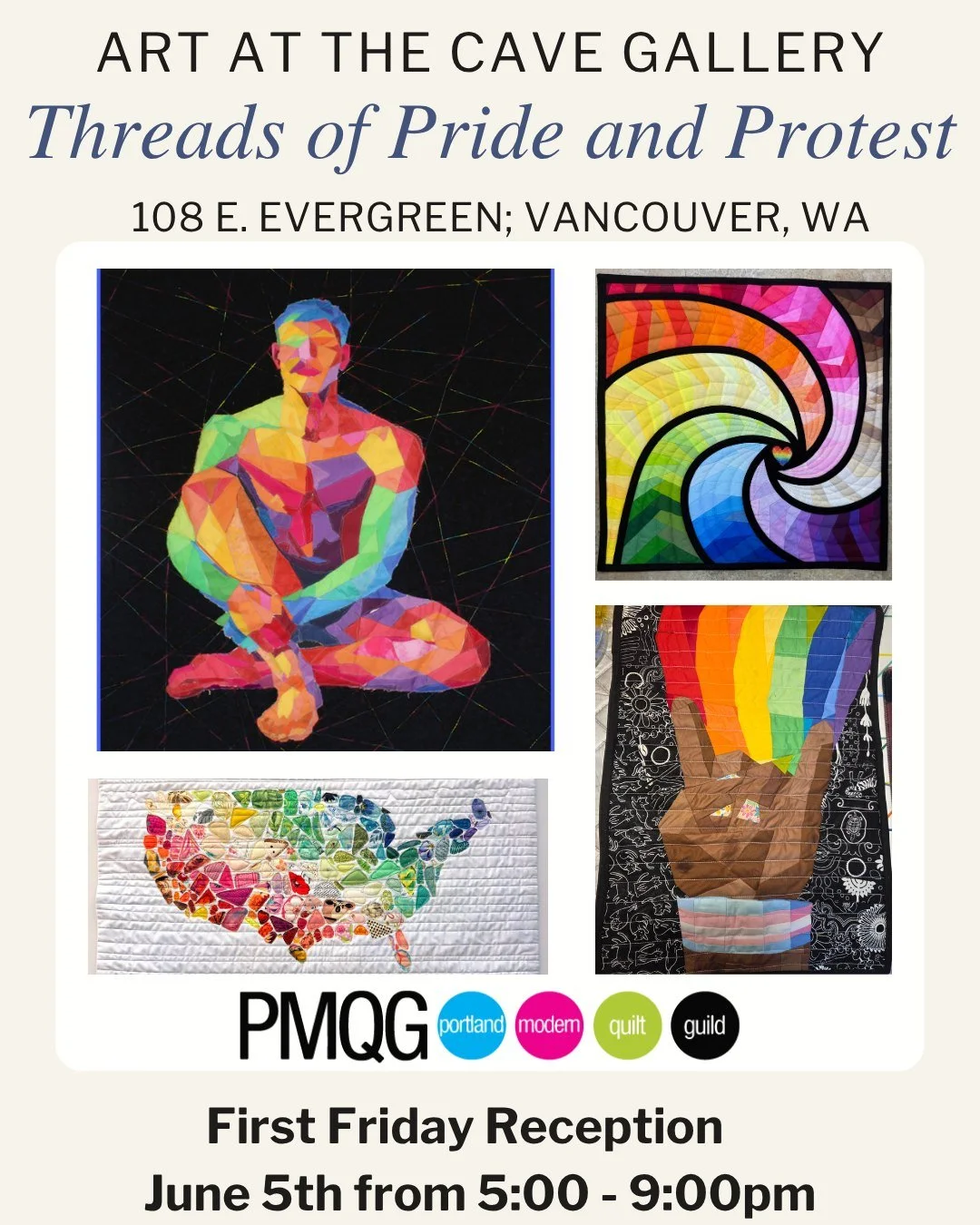 🌈🧵 Threads of Pride and Protest 🧵🌈

Celebrate Pride Month through the artistry of quilting at Threads of Pride and Protest, an exhibition by members of the Portland Modern Quilt Guild.

This vibrant collection of quilts explores Pride through col
