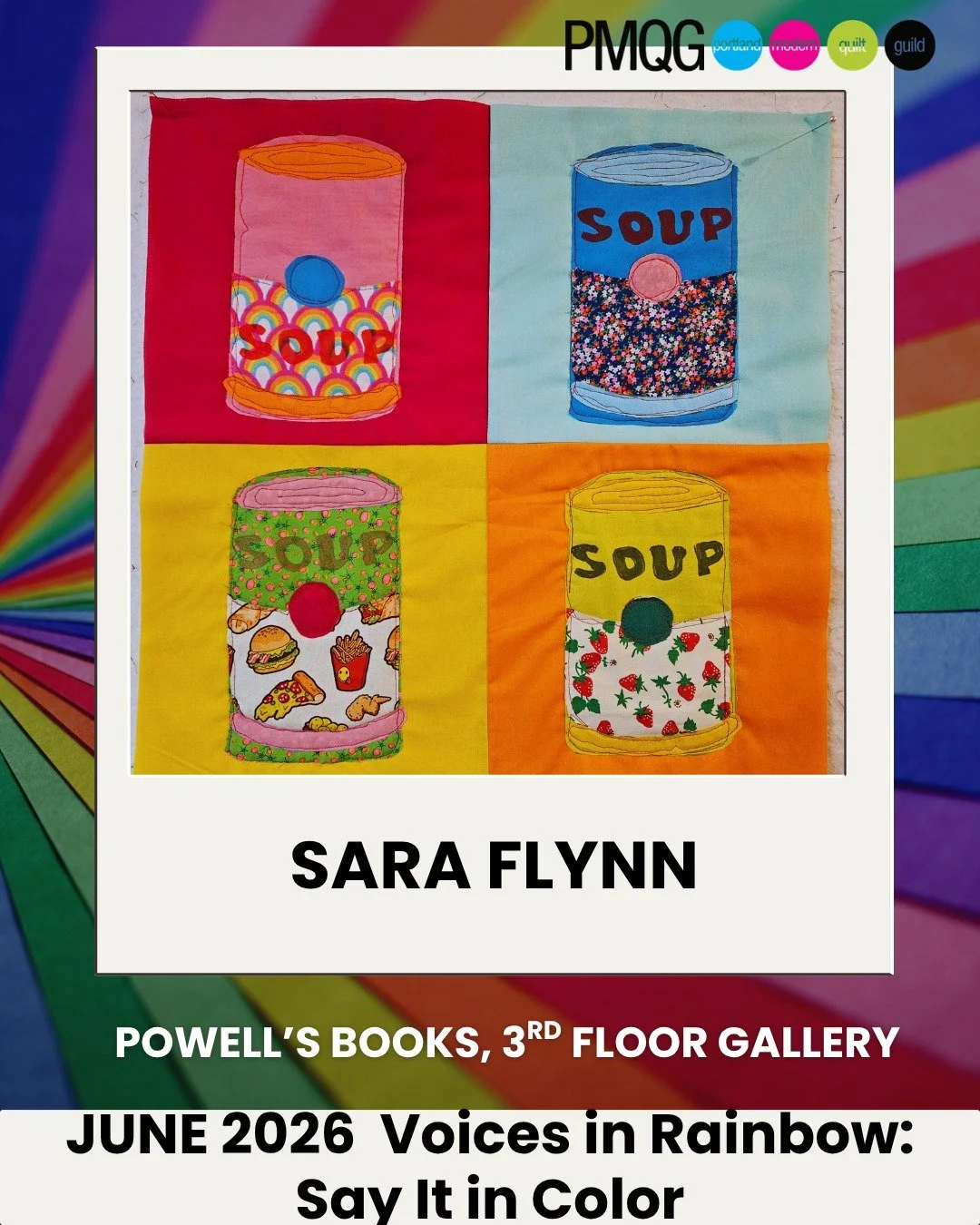 The Portland Modern Quilt Guild is deeply honored to present a Rainbow Mini Quilt Show this June at in the Basil Hallward Gallery on the 3rd floor.

This collection brings together vibrant, heartfelt mini quilts celebrating Pride, love, resilience, j