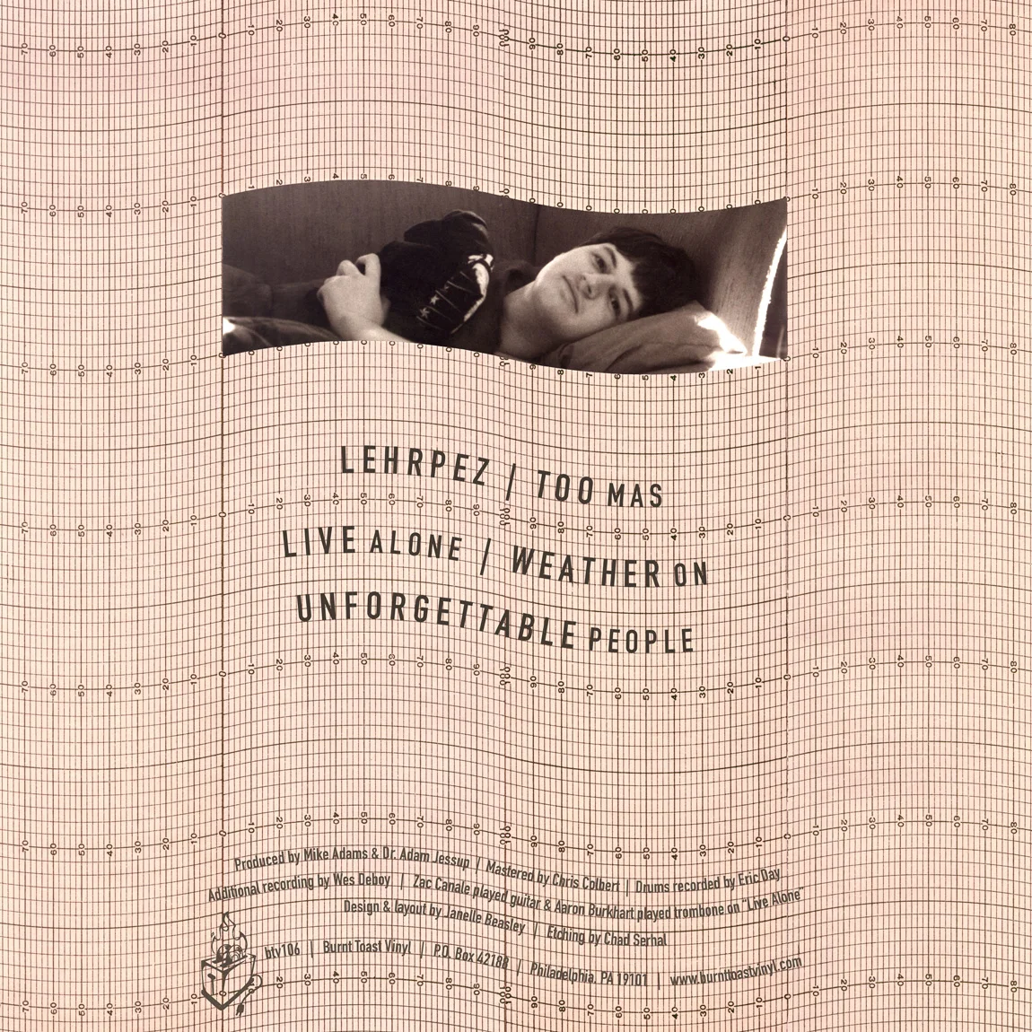 Mike Adams at His Honest Weight, "Preparation Age" / Vinyl jacket design (back) / 2015