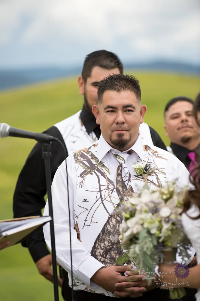 complete wedding, camo wedding, outdoor wedding