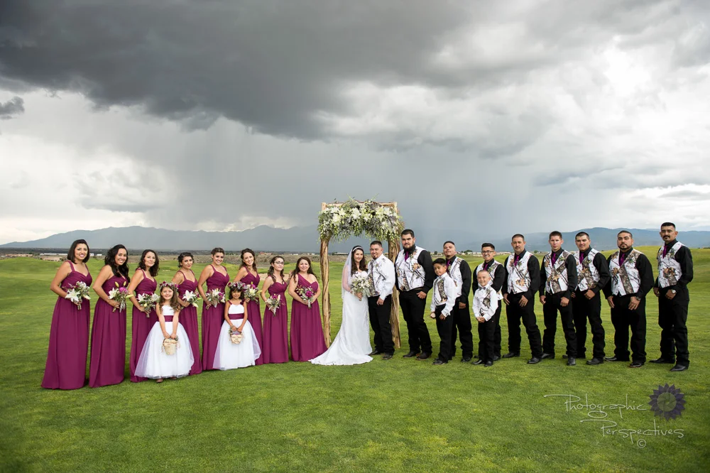complete wedding, camo wedding, outdoor wedding