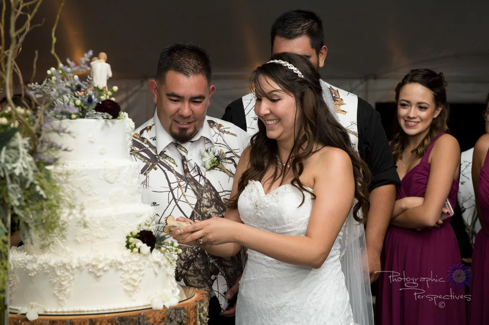 complete wedding, camo wedding, outdoor wedding