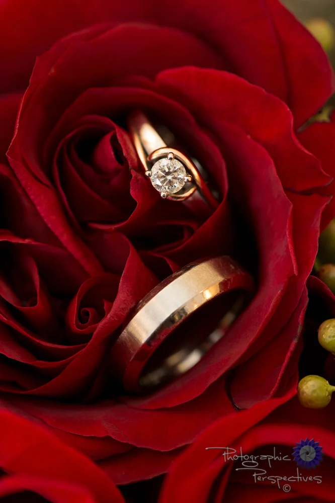 Photographic Perspectives | Diamond Rings | Red Roses | Wedding Details