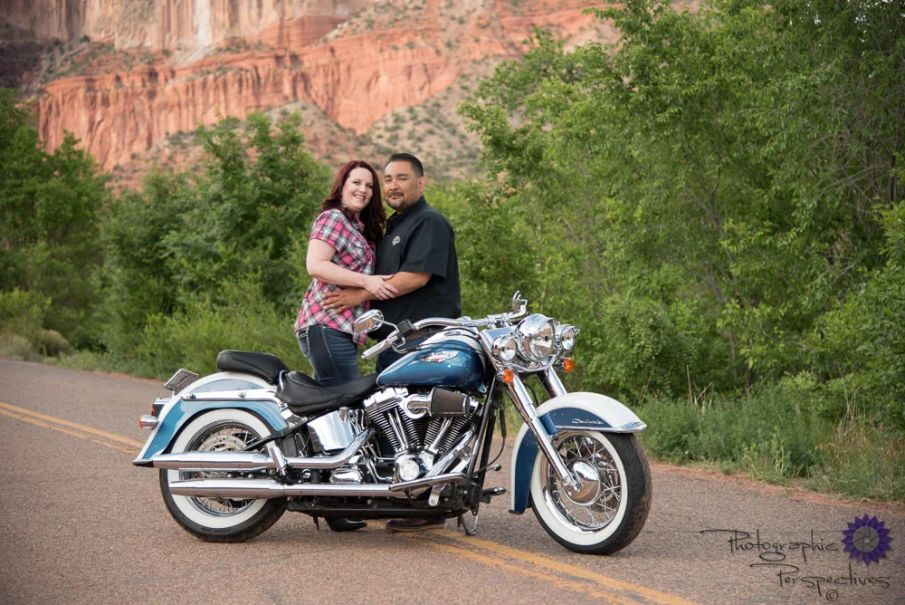 Jemez Mountains Engagement Session | New Mexico Photographers | Photographic Perspectives | Harley Davidson Engagement