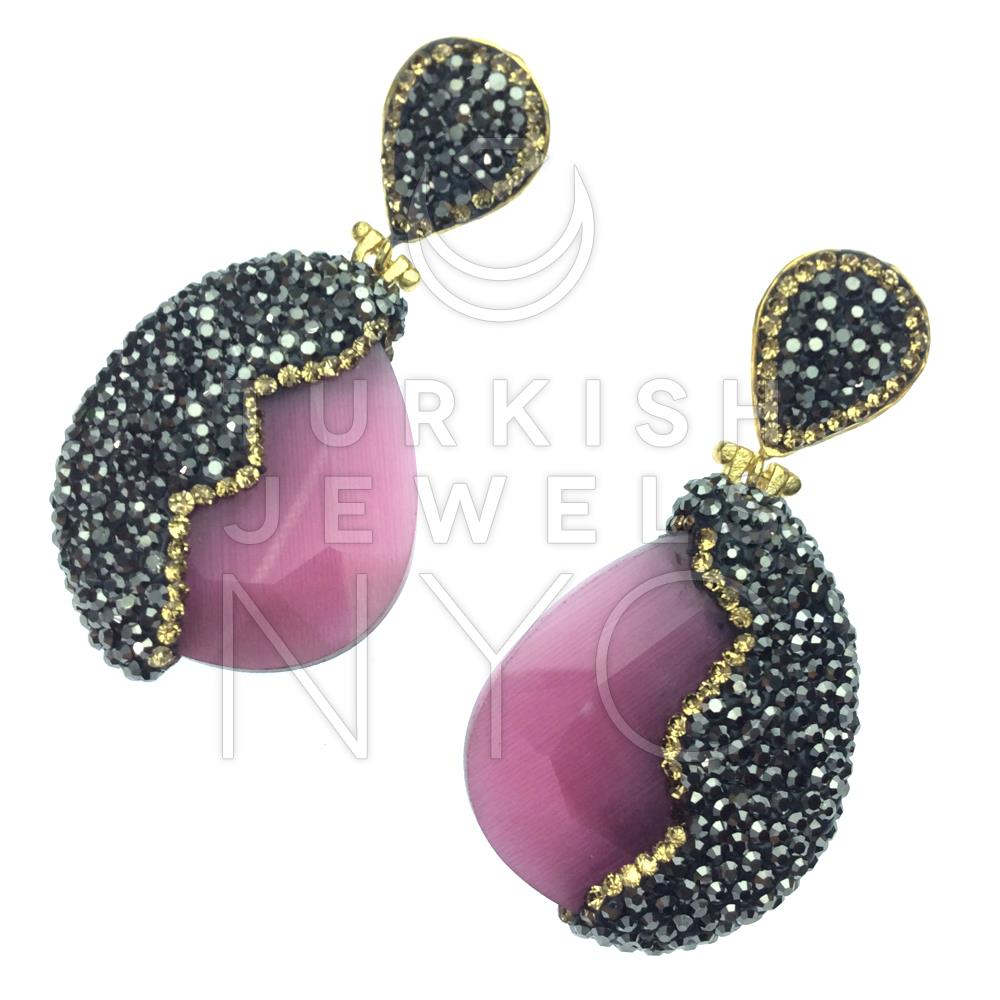 Pink Long earrings with Swarovski 2.jpg
