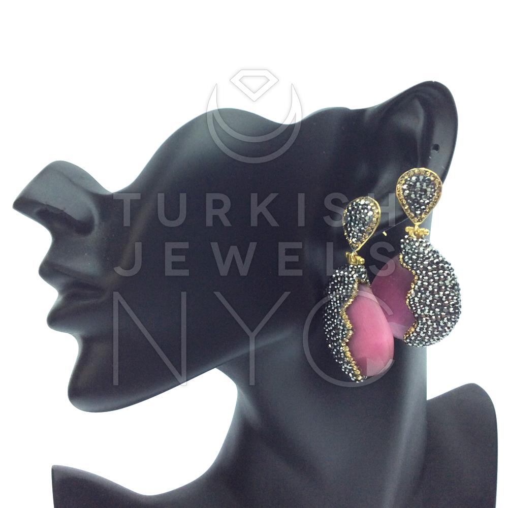 Pink Long earrings with Swarovski 3.jpg