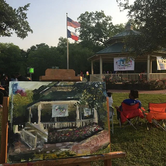 The finished product of Clayton's en plein air painting at the Eagle Lake League of Arts's birthday celebration.